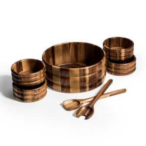 acacia wood salad bowl set